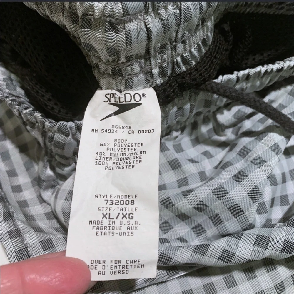 Speedo Gray Check Surf Runner Swim Shorts XL